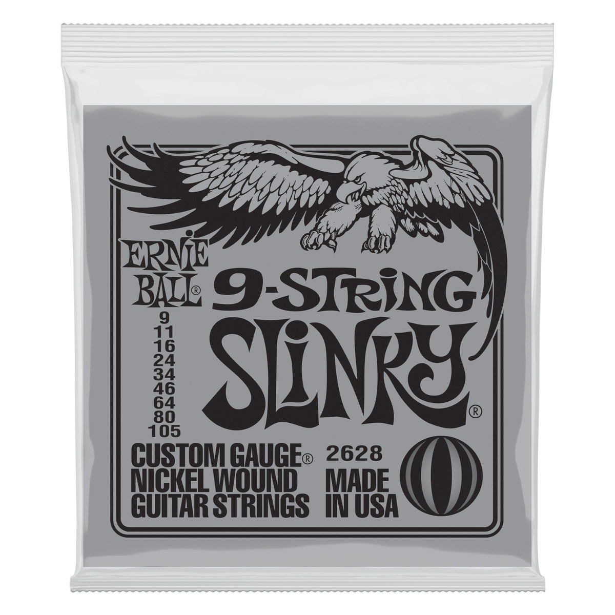 Dây Ernie Ball 2628 Slinky Nickel Wound 9-105 – bao bì mặt trước