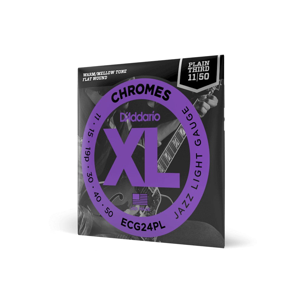 Dây D'Addario ECG24PL XL Chromes Flat Wound 11-50 Jazz Light – bao bì