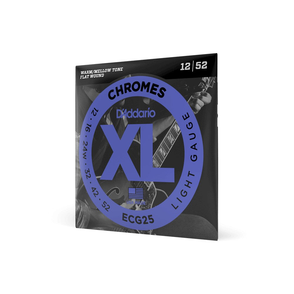 Dây D'Addario ECG25 XL Chromes Flat Wound 12-52 Light – bao bì