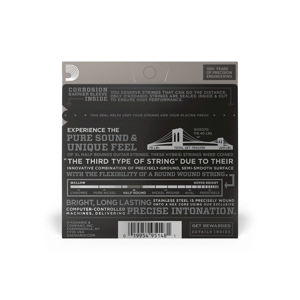 Mặt sau bao bì dây D'Addario EHR370 – mã vạch UPC 019954951481