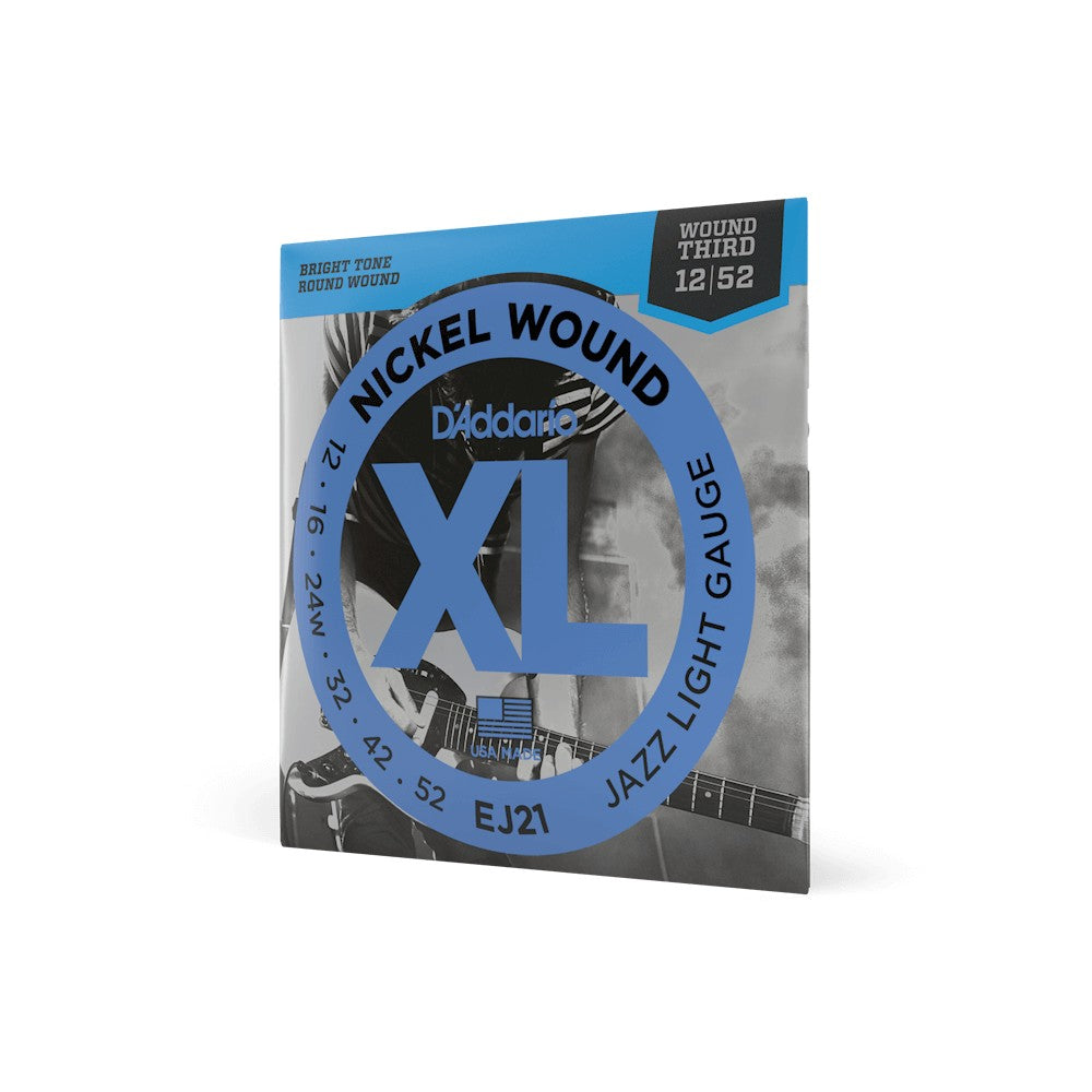 Dây D'Addario EJ21 XL Nickel 12-52 Jazz Light – bao bì