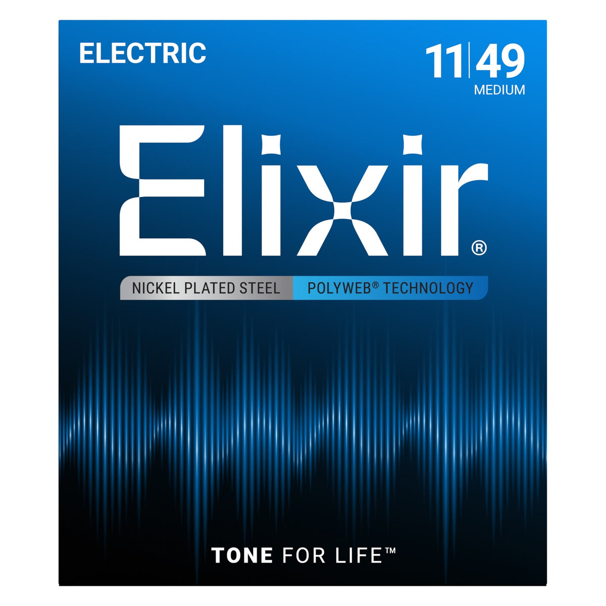 Dây Elixir 12100 Polyweb 11-49 Medium – bao bì mặt trước