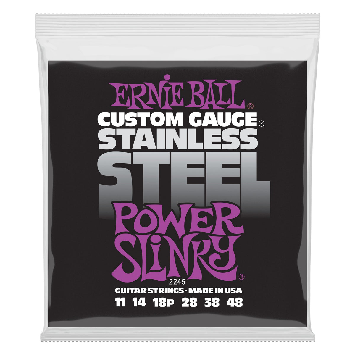 Dây Ernie Ball 2245 Power Slinky Stainless Steel 11-48 – bao bì mặt trước