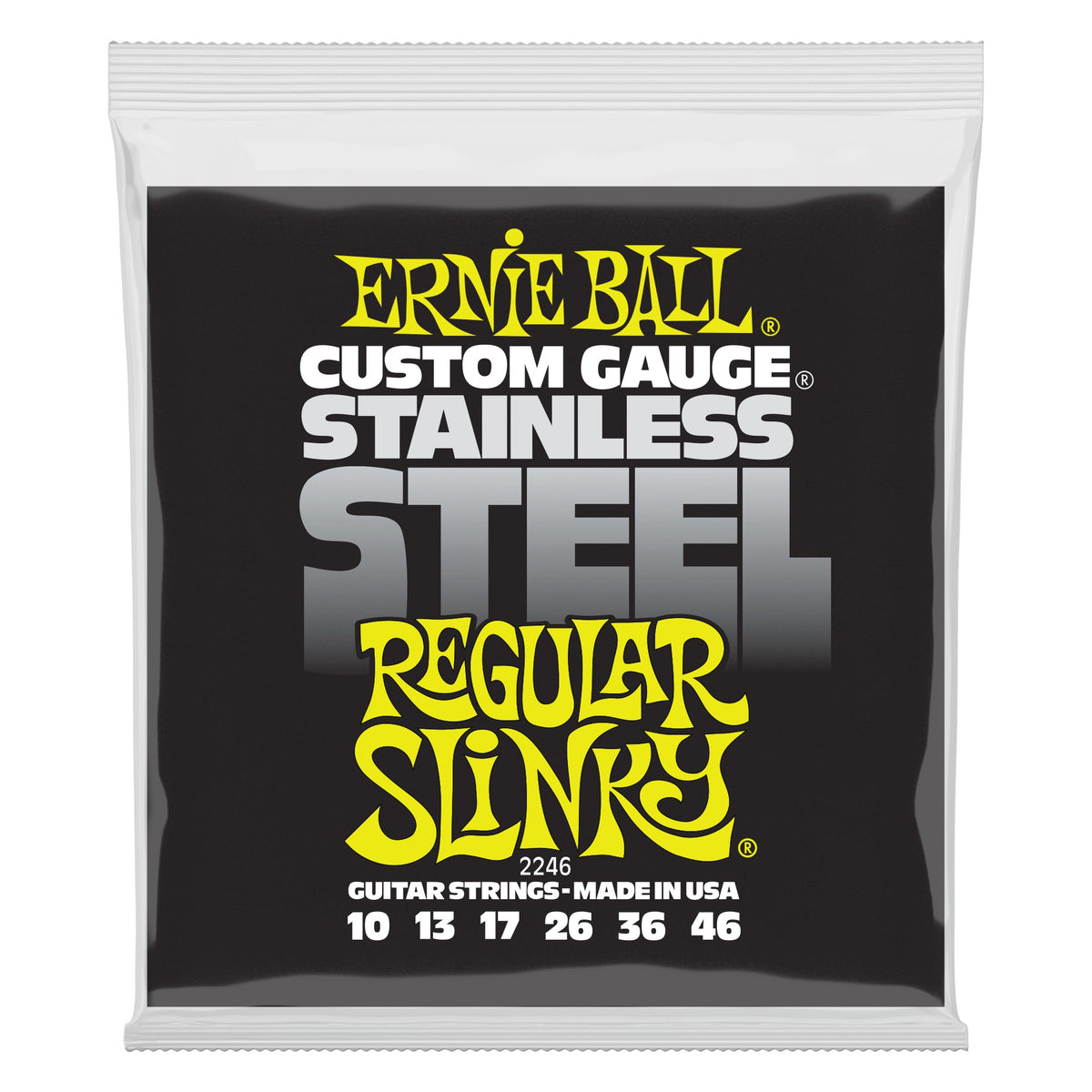 Dây Ernie Ball 2246 Regular Slinky Stainless Steel 10-46 – bao bì mặt trước
