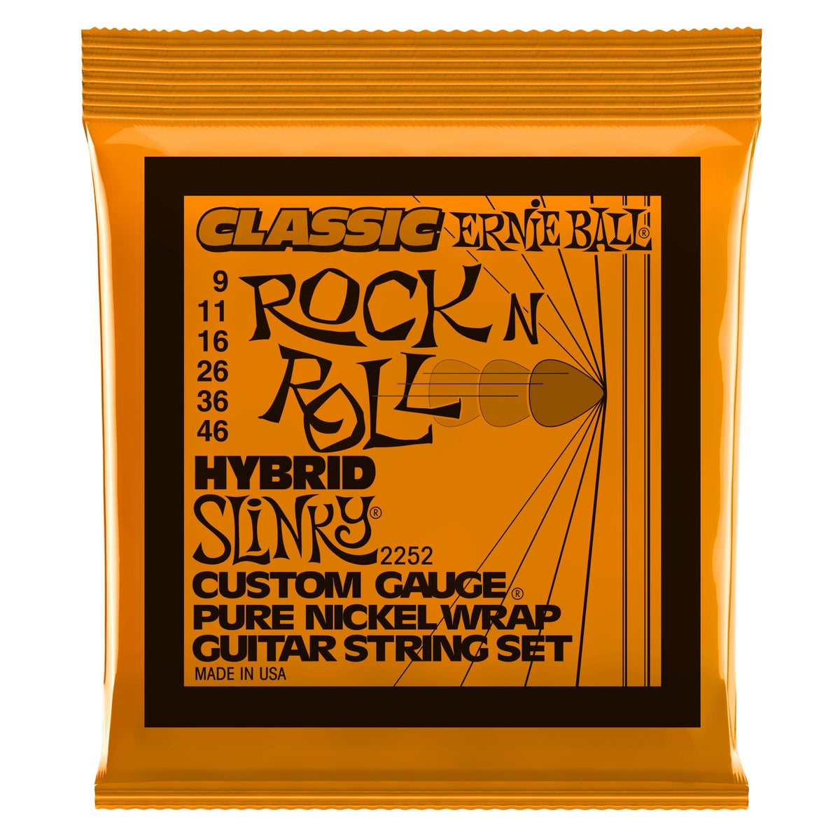 Dây Ernie Ball 2252 Hybrid Slinky Classic Rock n Roll Pure Nickel 9-46 – bao bì mặt trước