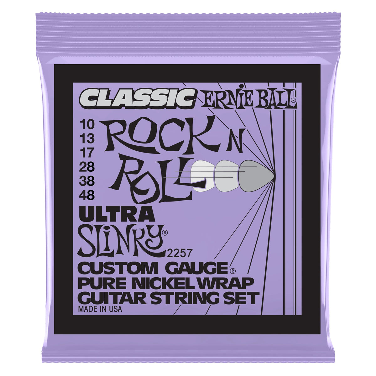 Dây Ernie Ball 2257 Ultra Slinky Classic Rock n Roll Pure Nickel 10-48 – bao bì mặt trước