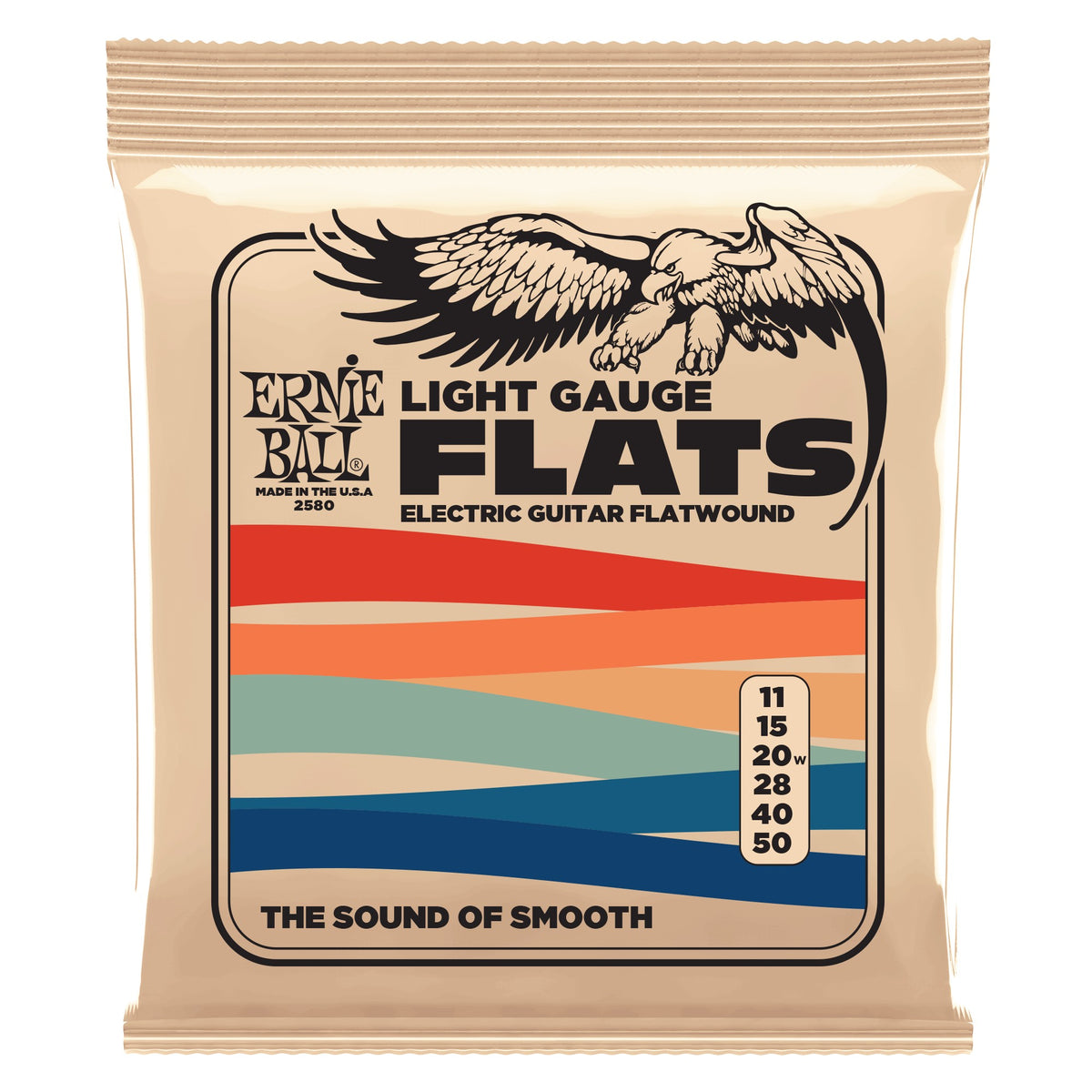 Dây Ernie Ball 2580 Stainless Steel Flatwound Light 11-50 – bao bì mặt trước