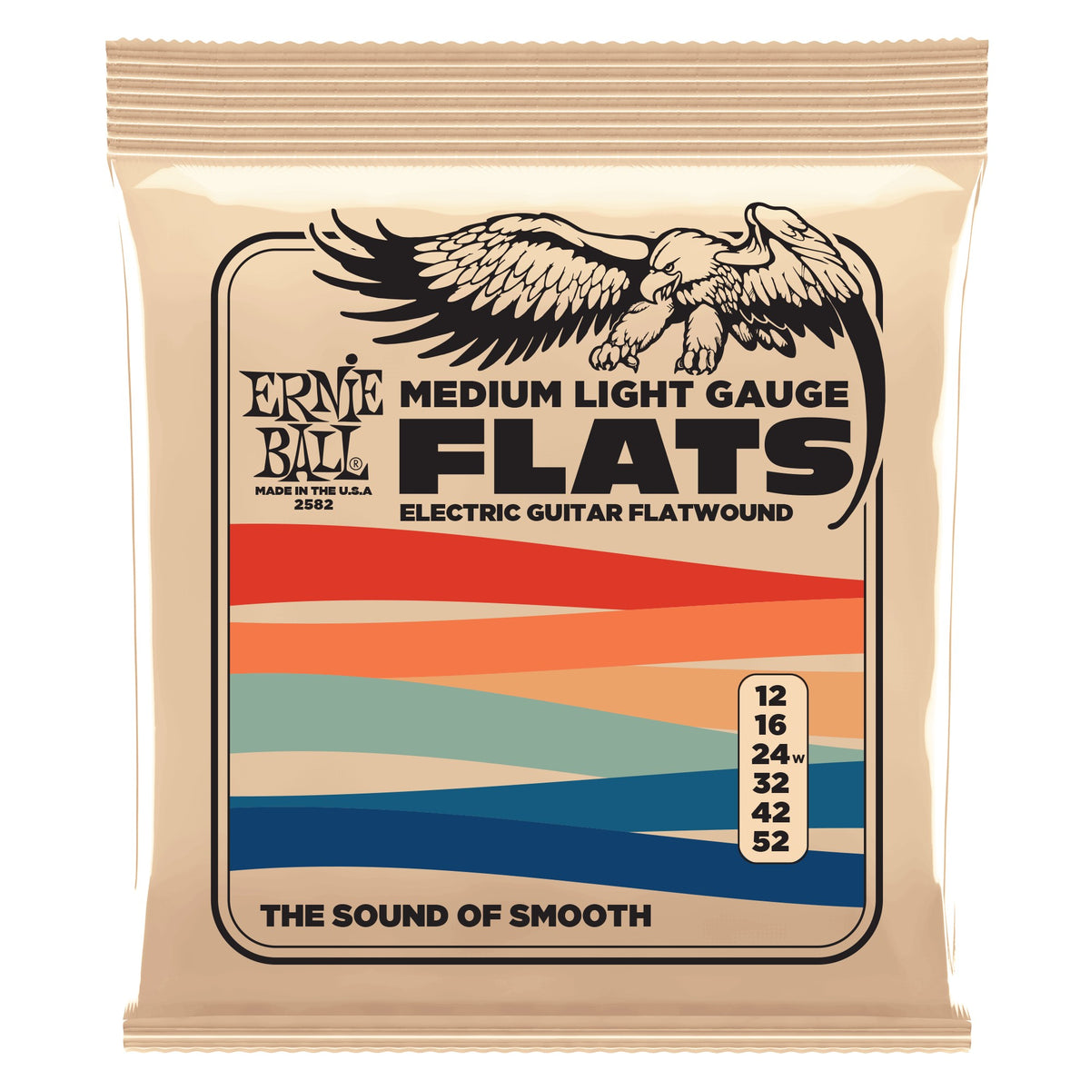 Dây Ernie Ball 2582 Stainless Steel Flatwound Medium-Light 12-52 – bao bì mặt trước