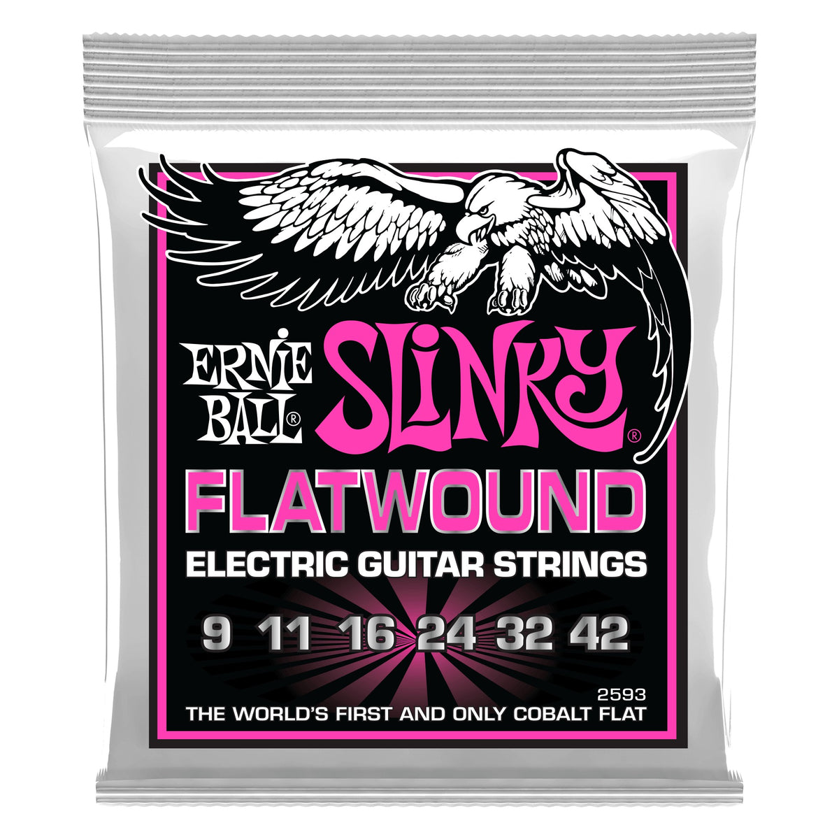 Dây Ernie Ball 2593 Super Slinky Cobalt Flatwound 9-42 – bao bì mặt trước