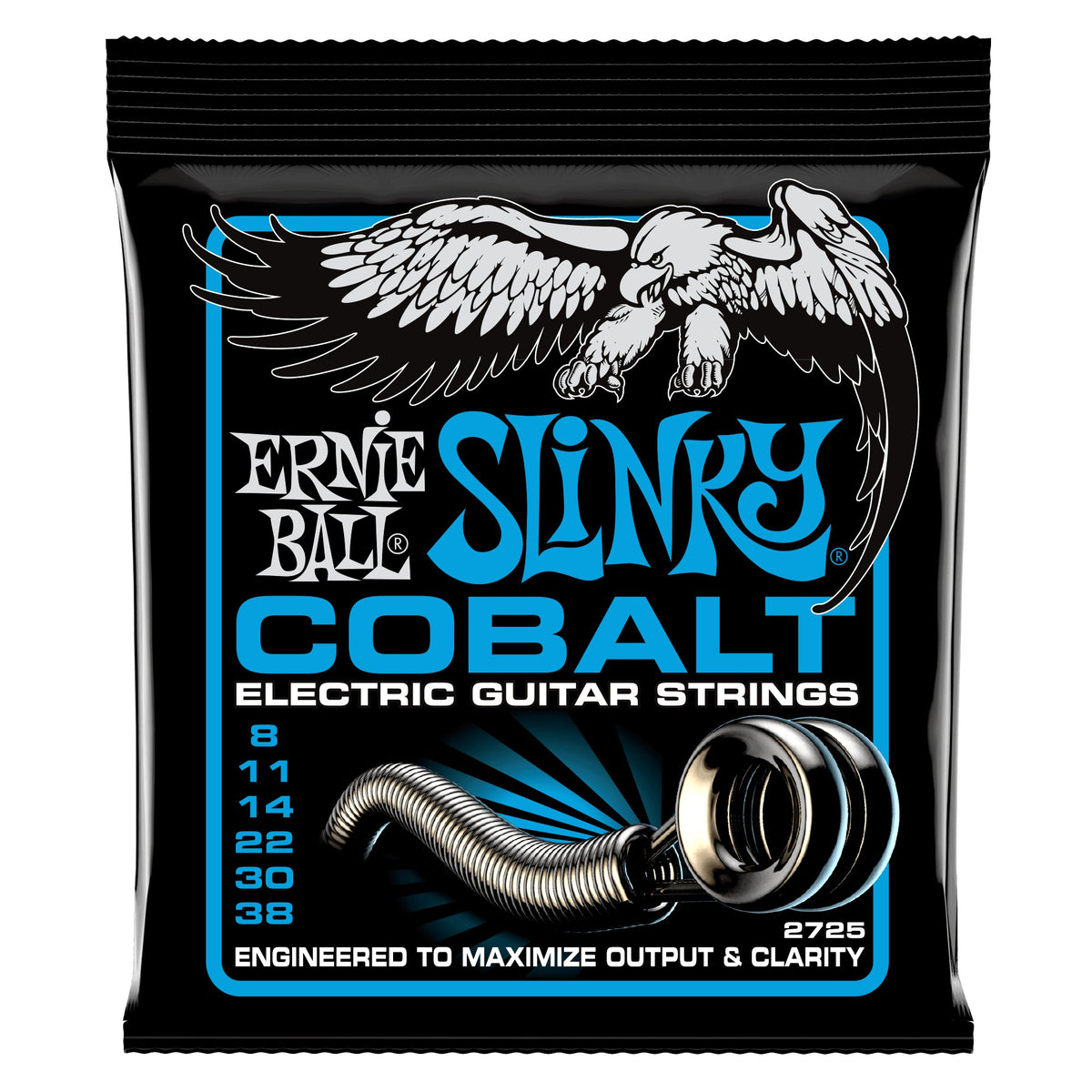 Dây Ernie Ball 2725 Extra Slinky Cobalt 8-38 – bao bì mặt trước