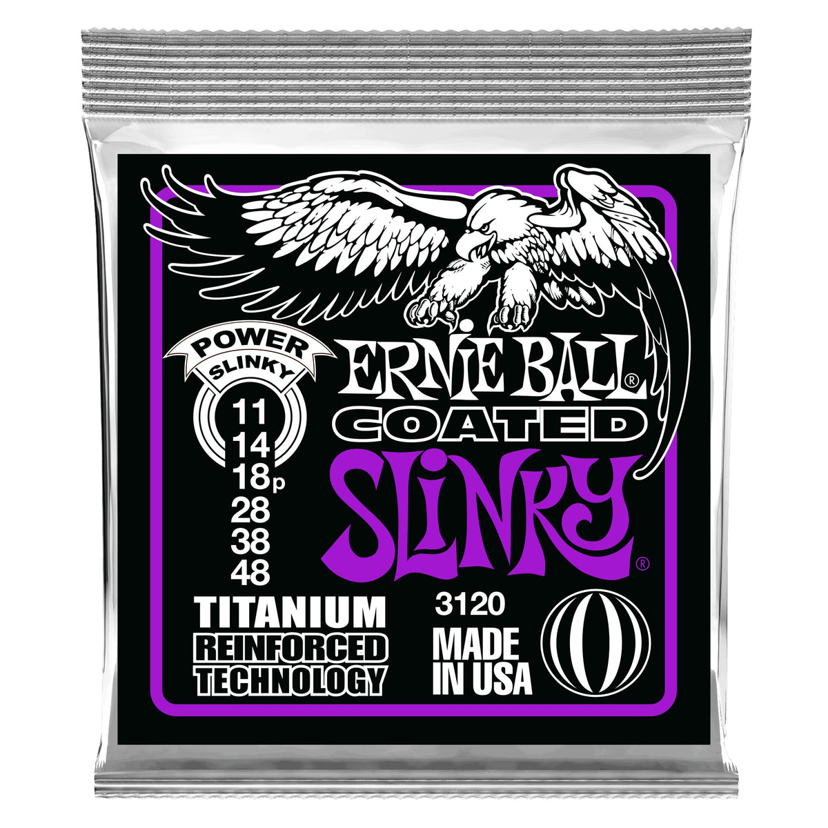 Dây Ernie Ball 3120 Power Slinky Coated Titanium RPS 11-48 – bao bì mặt trước