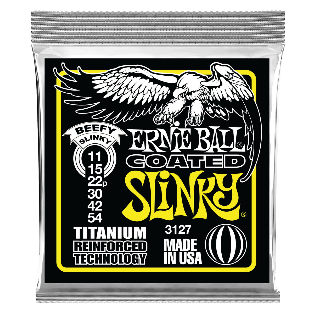 Dây Ernie Ball 3127 Beefy Slinky Coated Titanium RPS 11-54 – bao bì mặt trước