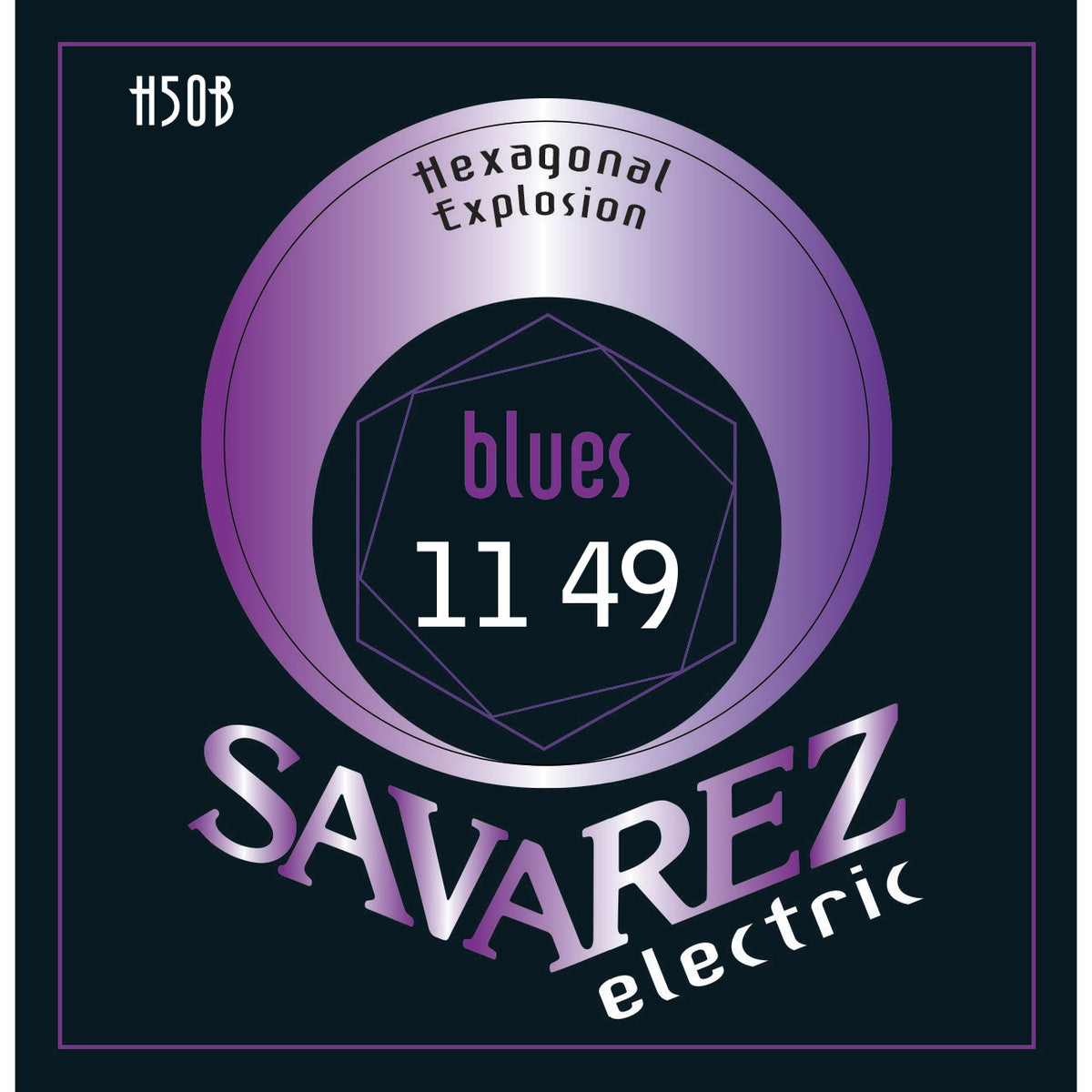 Dây Savarez H50B Hexagonal Explosion 11-49 Blues – bao bì mặt trước