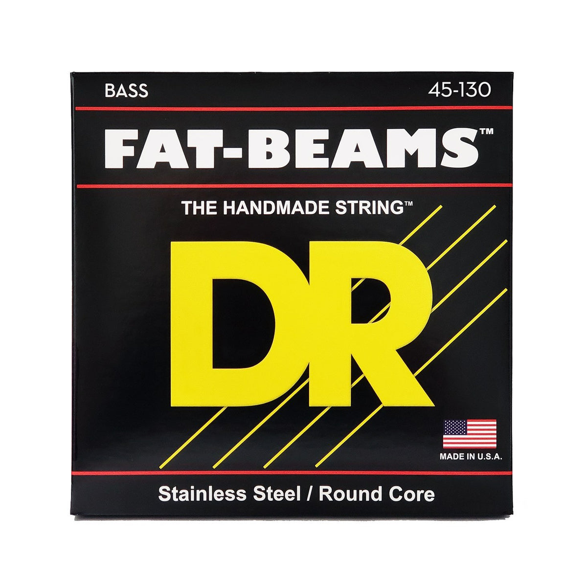 Dây DR Fat-Beam FB5-130 45-130 Medium 5-String – bao bì mặt trước, in MADE IN USA