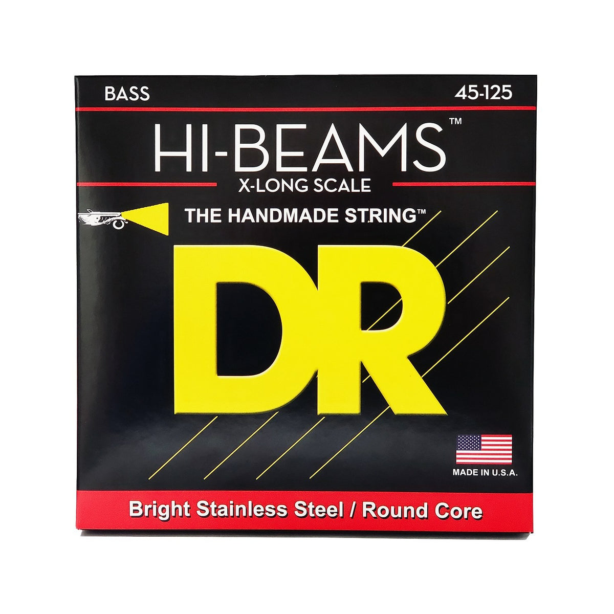 Dây DR Hi-Beam LMR5-45 45-125 Medium - Extra Long Scale 5-String – bao bì mặt trước, in MADE IN USA