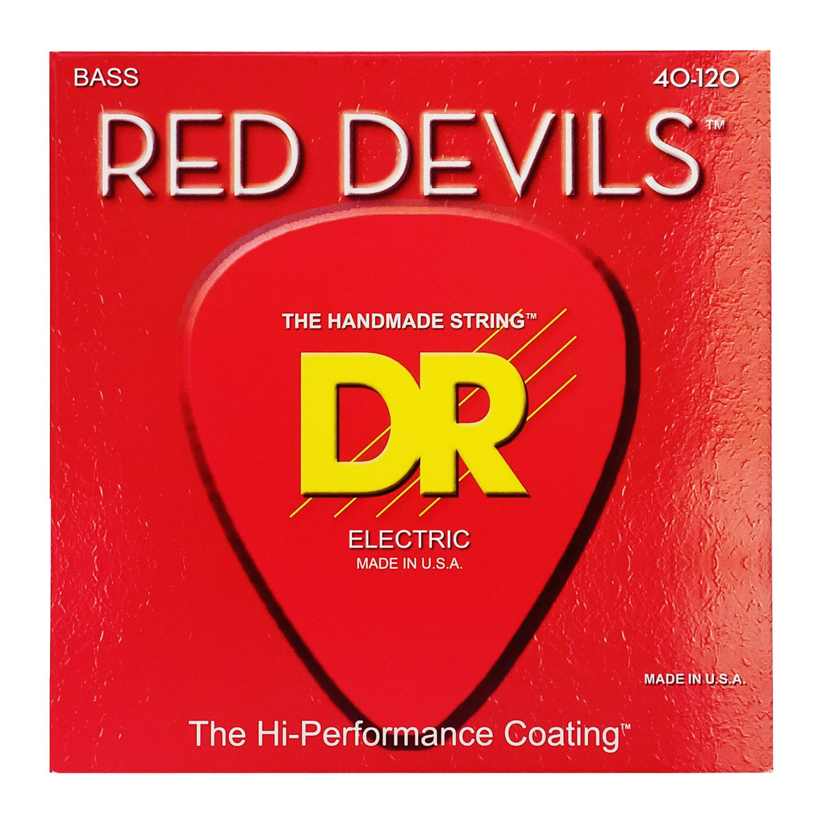 Dây DR Red Devils RDB5-40 40-120 Light 5-String – bao bì mặt trước, in MADE IN USA