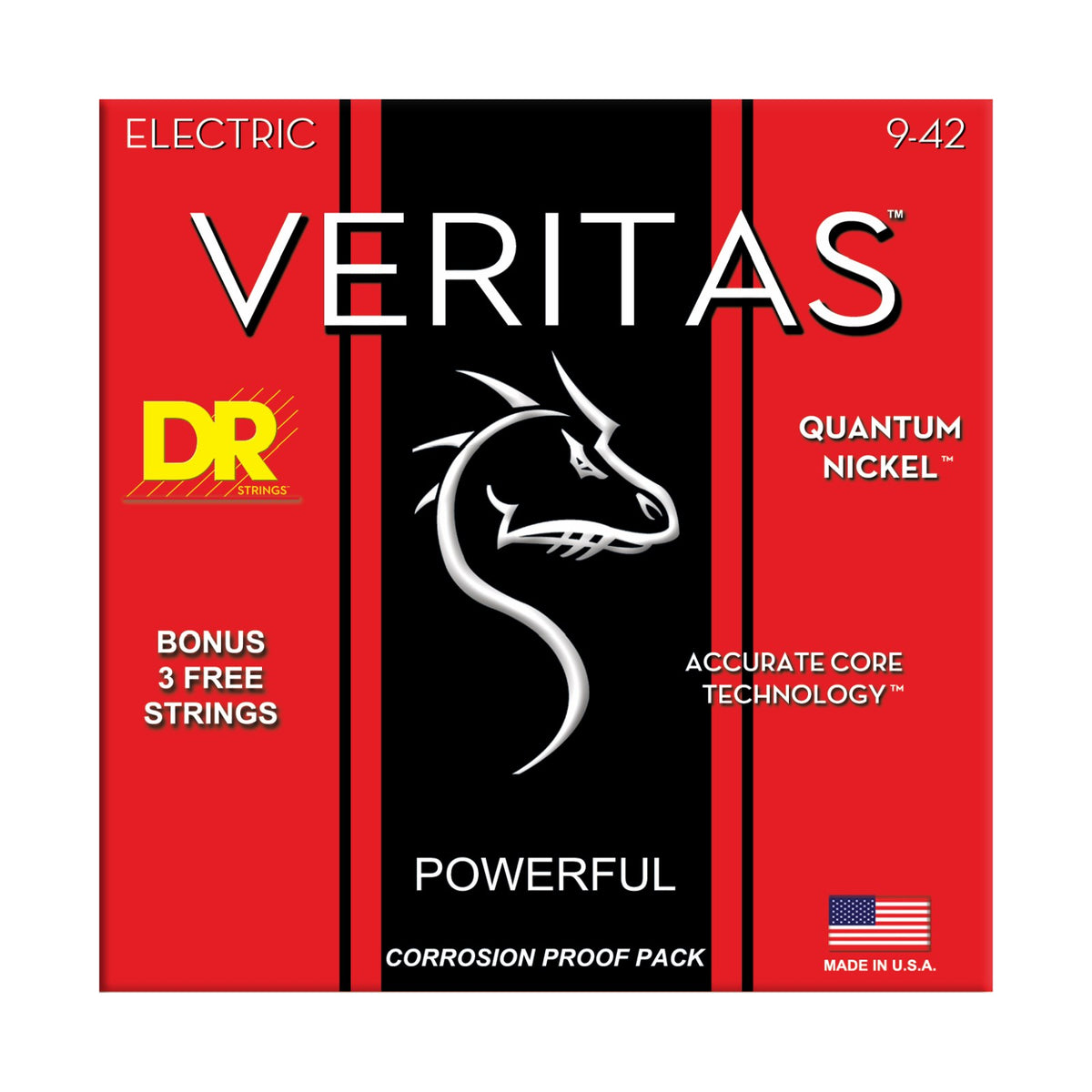 Dây DR Veritas VTE-9 9-42 Light – bao bì mặt trước, in MADE IN USA