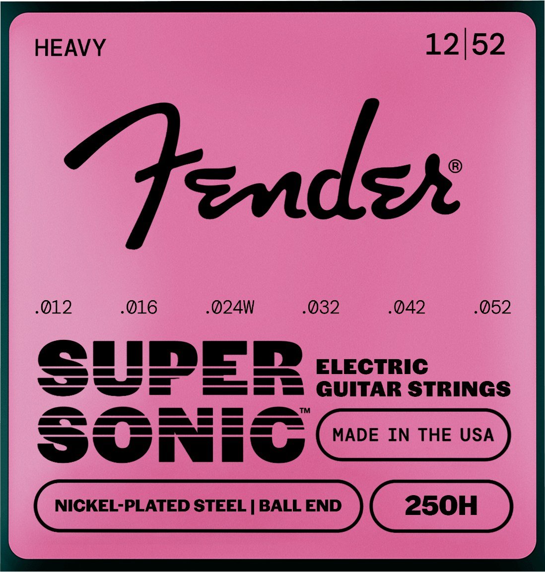 Dây Fender SuperSonic 250H 12-52 Heavy – bao bì mặt trước mẫu mới, in MADE IN THE USA
