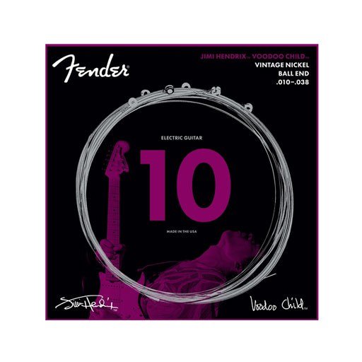 Dây Fender Jimi Hendrix Voodoo Child Ball End Pure Nickel 10-38 – bao bì mẫu trước