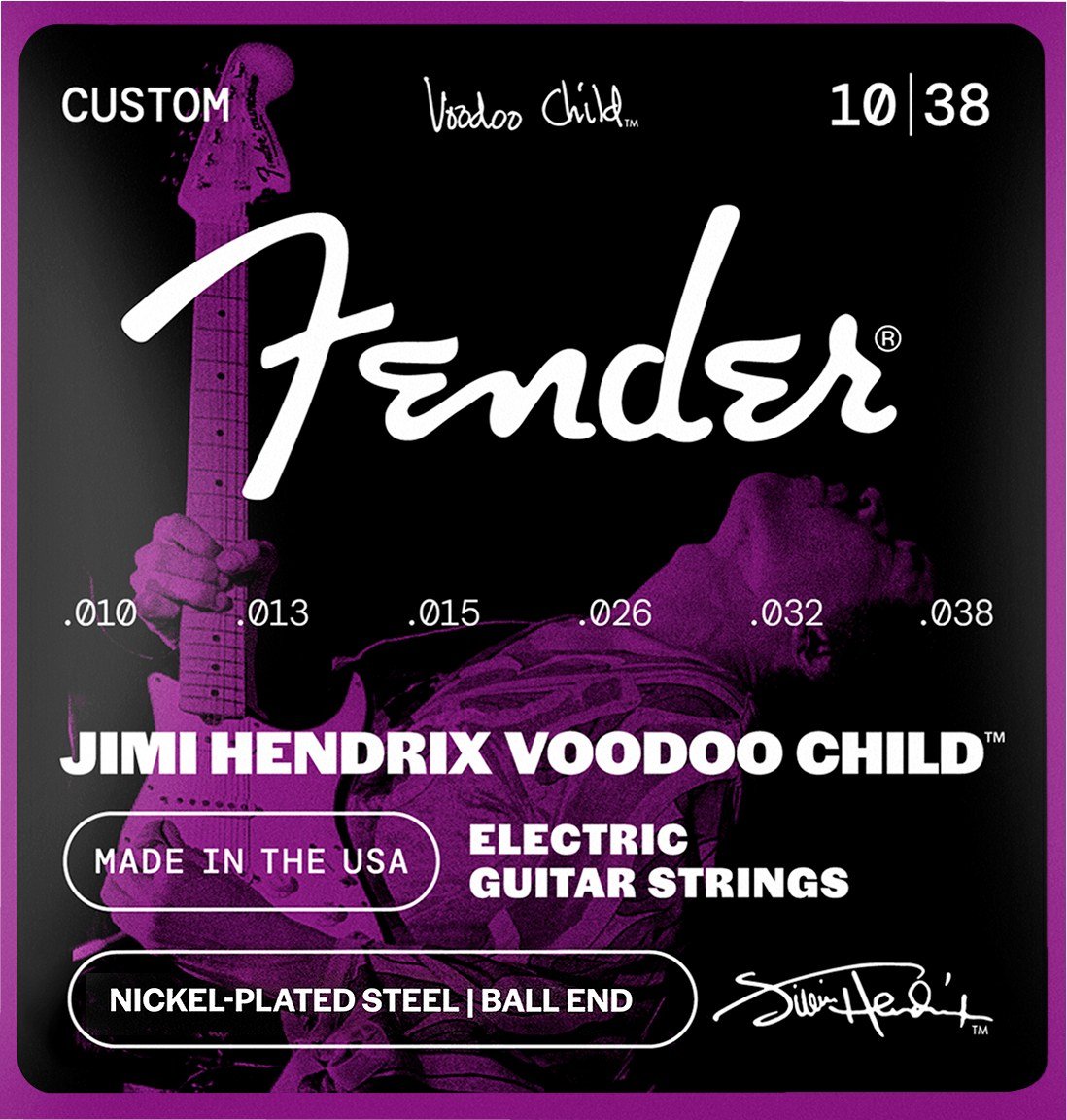 Fender Jimi Hendrix Voodoo Child NPS Ball End – cỡ 10-38 Custom, cùng dòng Jimi Hendrix Voodoo Child với Voodoo Child Bullet