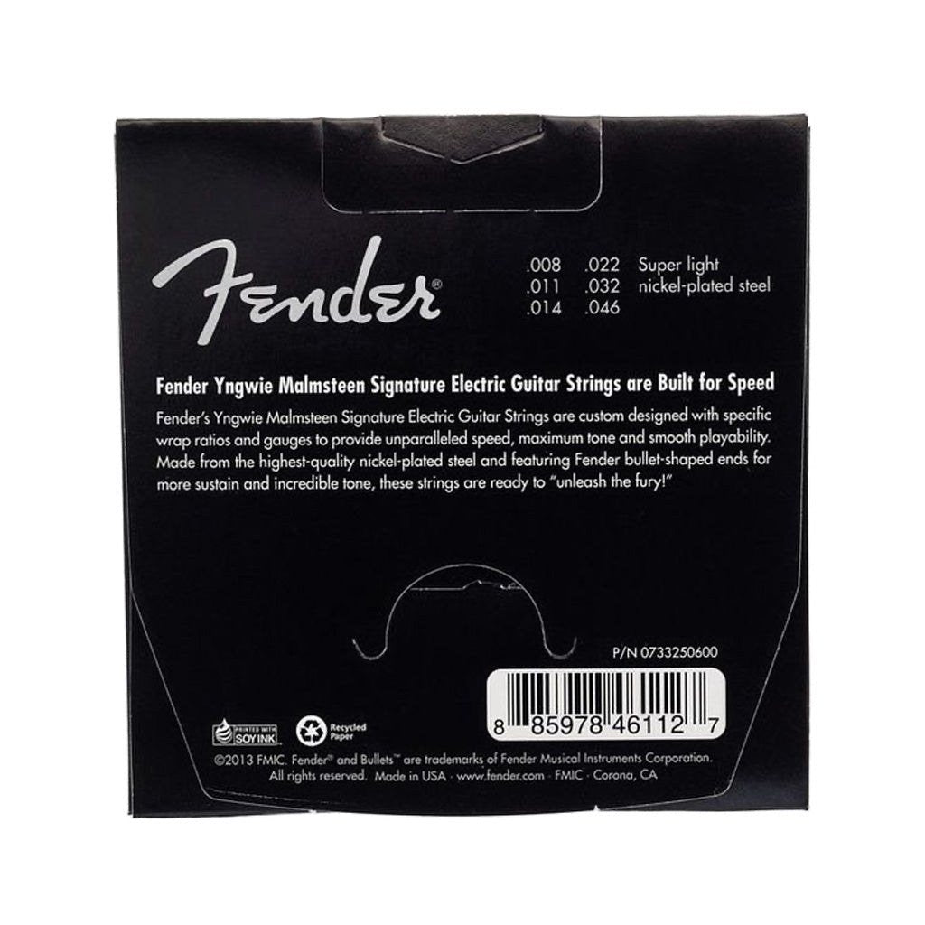 Dây Fender Yngwie Malmsteen Signature Bullets 8-46 – bao bì mẫu trước (mặt sau)