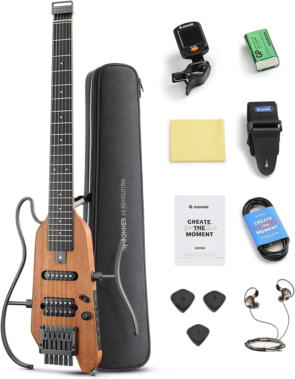 Đàn Guitar Điện Donner Hush X, Không Đầu, Nhỏ Gọn Cho Du Lịch