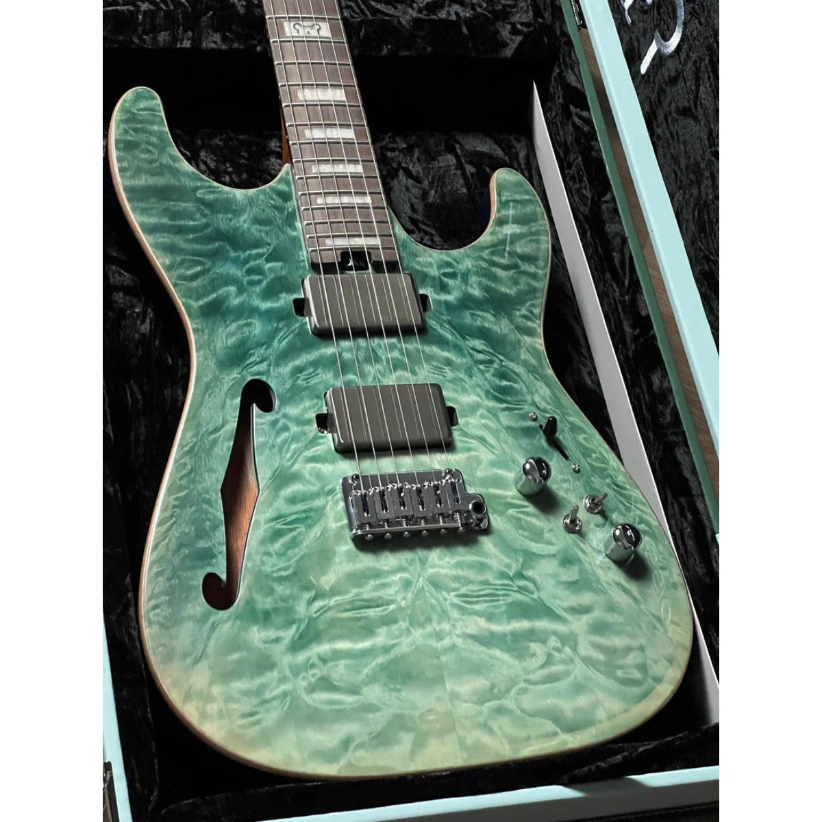 Đàn Guitar Điện Soloking MS1 Custom 24 HH Thinline Elite, Turquoise Wakesurf Limited Edition, Hardshell Case
