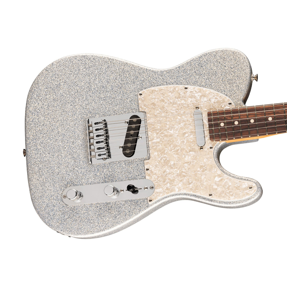 Đàn Guitar Điện Fender 75th Anniversary Player II Sparkle Telecaster màu Diamond Dust Sparkle – góc nghiêng