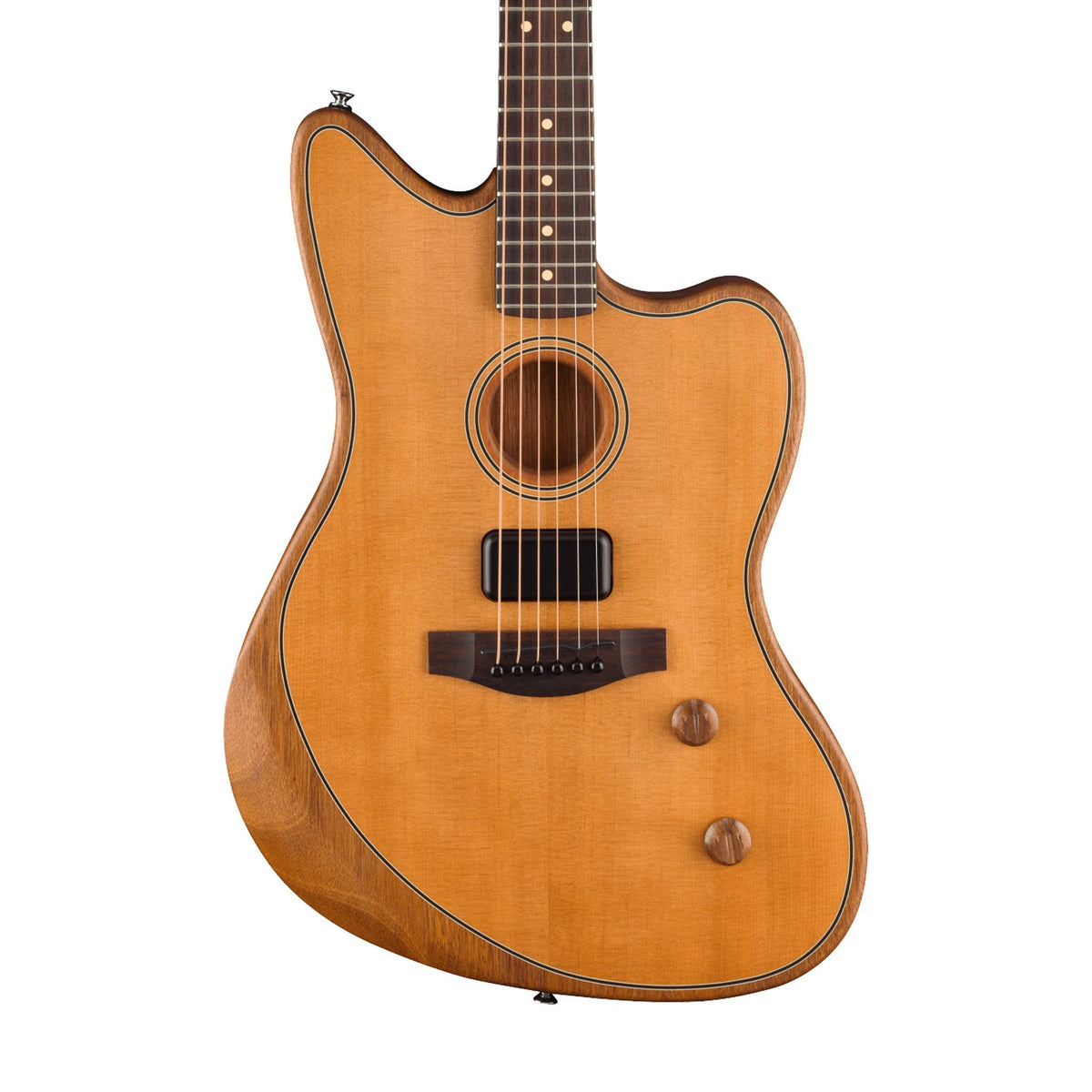 Đàn Guitar Điện Fender Acoustasonic Standard Jazzmaster màu Aged Natural – thân đàn mặt trước