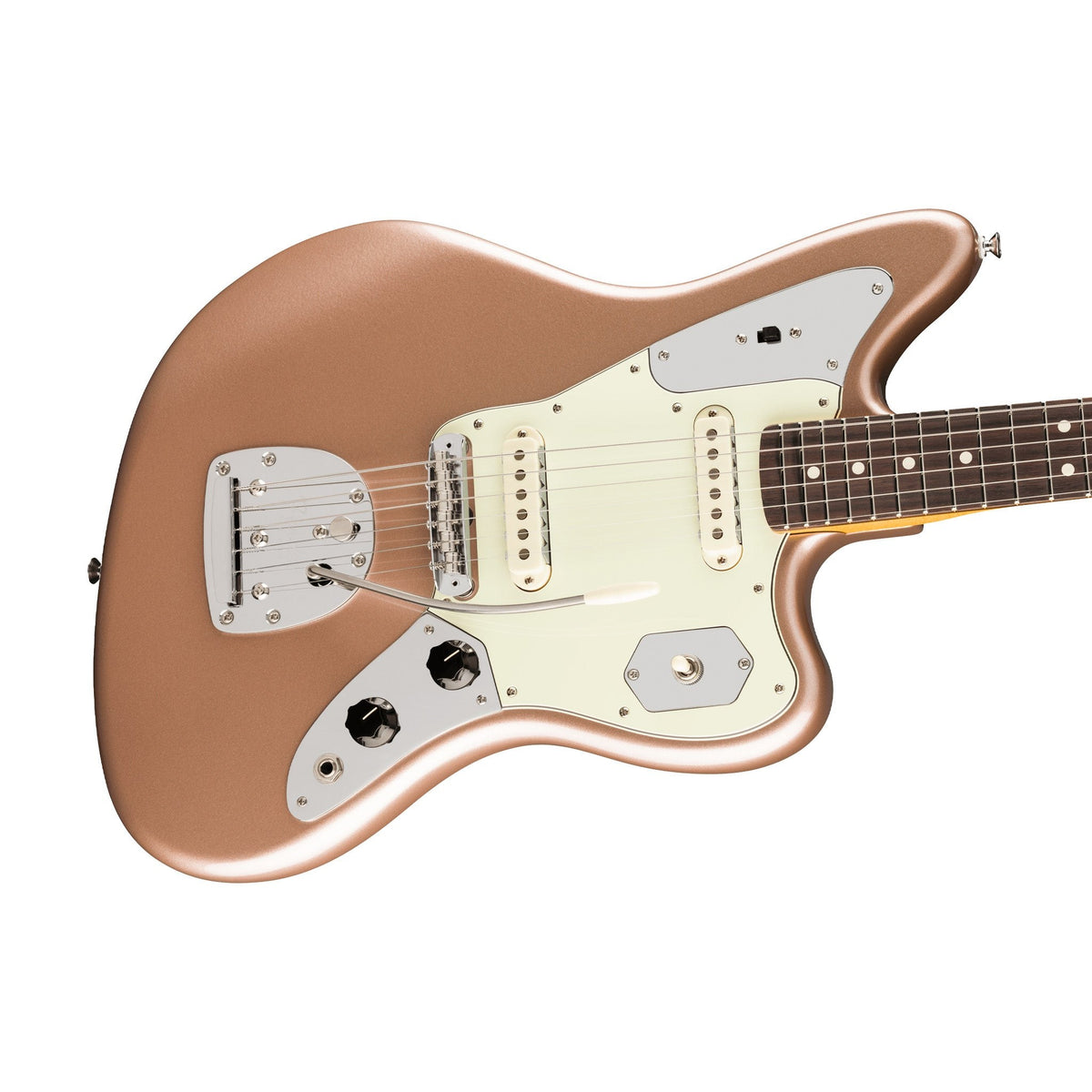 Đàn Guitar Điện Fender American Professional Classic Jaguar màu Faded Firemist Gold – góc nghiêng