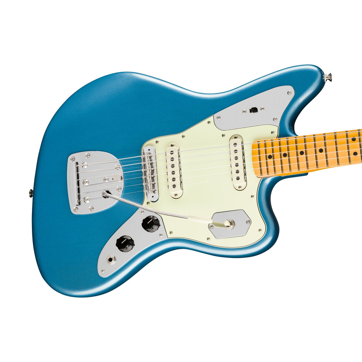 Đàn Guitar Điện Fender American Professional Classic Jaguar màu Faded Lake Placid Blue – góc nghiêng
