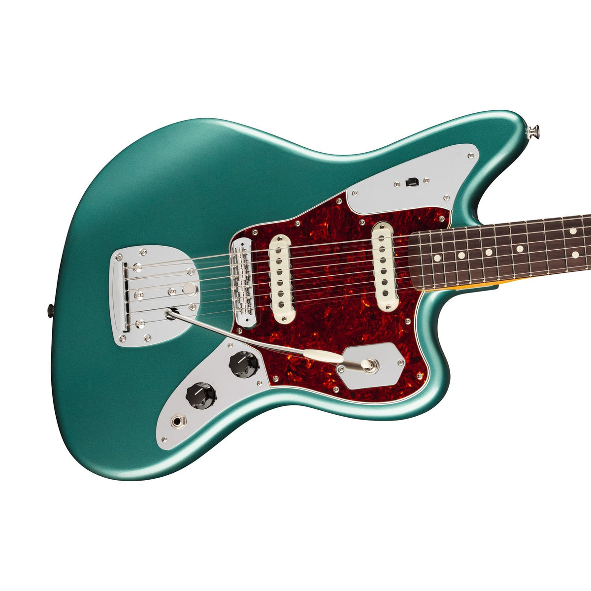 Đàn Guitar Điện Fender American Professional Classic Jaguar màu Faded Sherwood Green Metallic – góc nghiêng