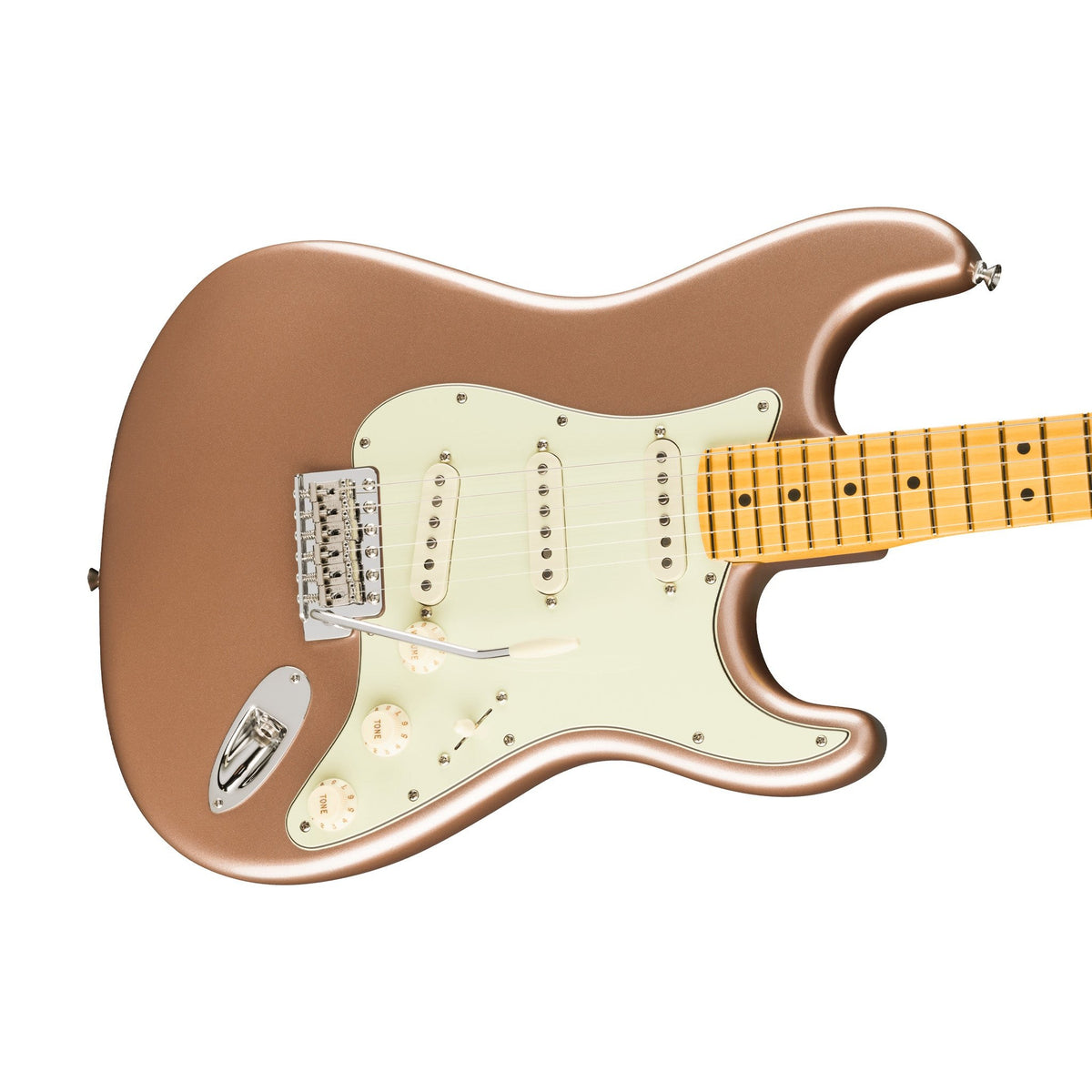 Đàn Guitar Điện Fender American Professional Classic Stratocaster màu Faded Firemist Gold – góc nghiêng