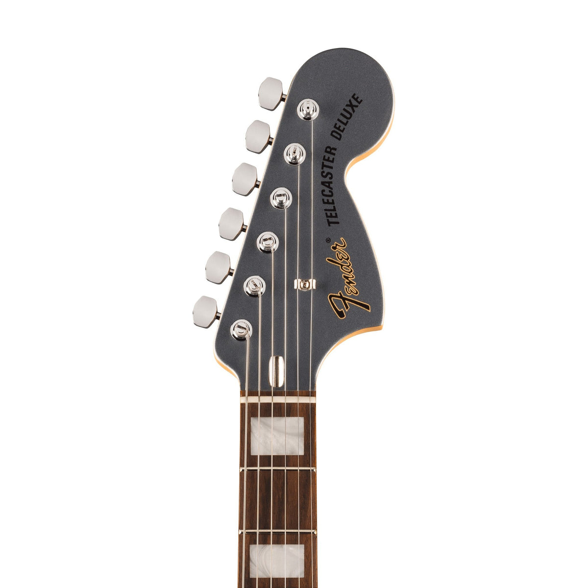 Đàn Guitar Điện Fender Chris Shiflett Cleaver Telecaster Deluxe màu Charcoal Frost Metallic – đầu đàn mặt trước