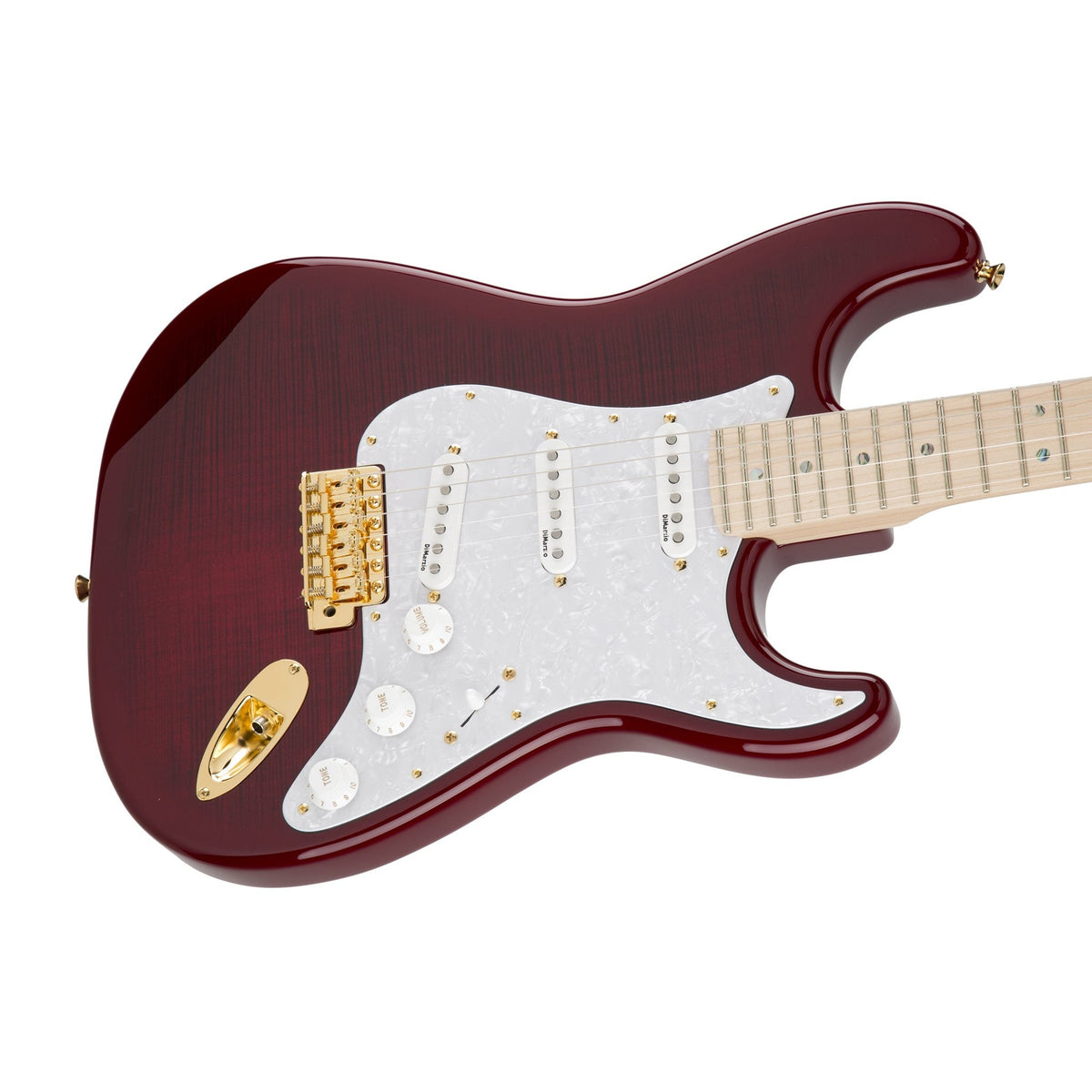 Đàn Guitar Điện Fender Richie Kotzen Stratocaster màu Transparent Red Burst – góc nghiêng