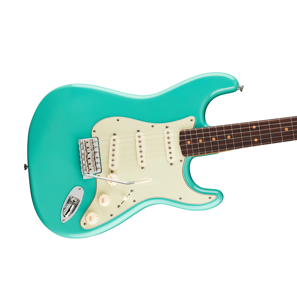 Đàn Guitar Điện Fender Vintera III Early '60s Stratocaster màu Sea Foam Green – góc nghiêng