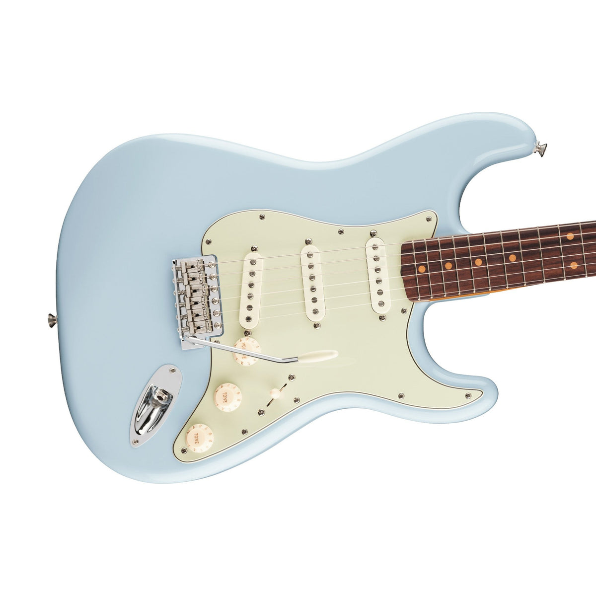 Đàn Guitar Điện Fender Vintera III Early '60s Stratocaster màu Sonic Blue – góc nghiêng
