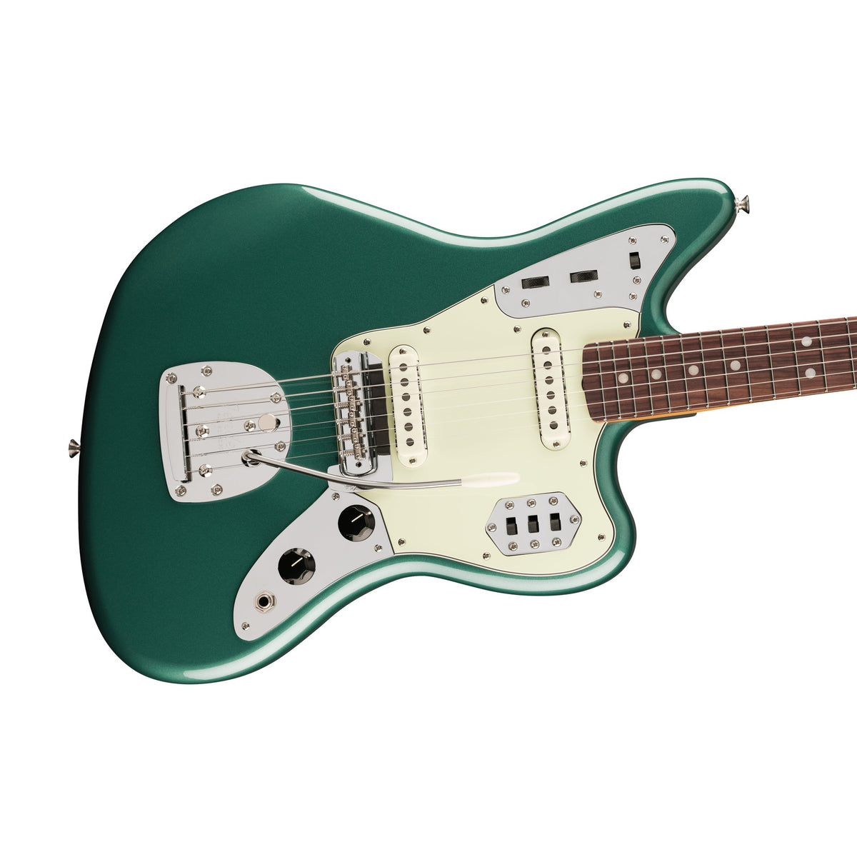 Đàn Guitar Điện Fender Vintera III Mid '60s Jaguar màu Sherwood Green Metallic – góc nghiêng