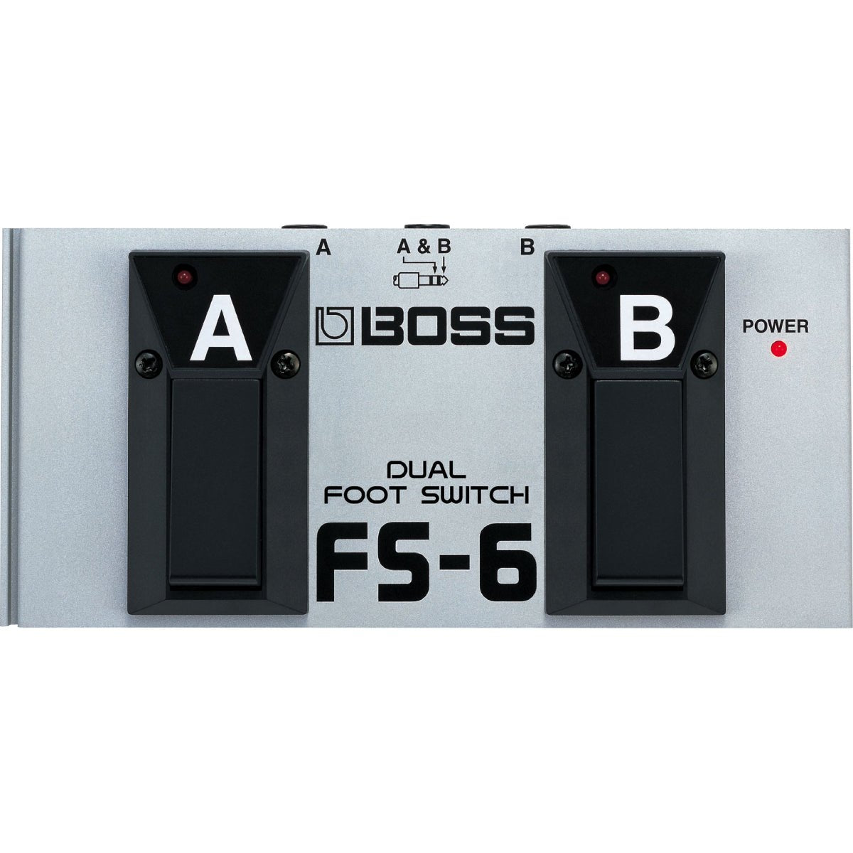 Footswitch BOSS FS-6 Dual Footswitch – mặt trên với 2 công tắc A, B và đèn báo POWER