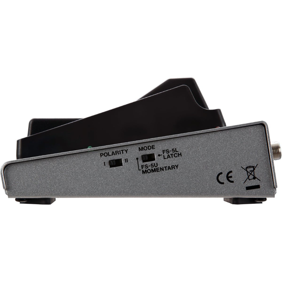 Footswitch BOSS FS-7 Dual Footswitch – cạnh bên với công tắc POLARITY và MODE latch/momentary