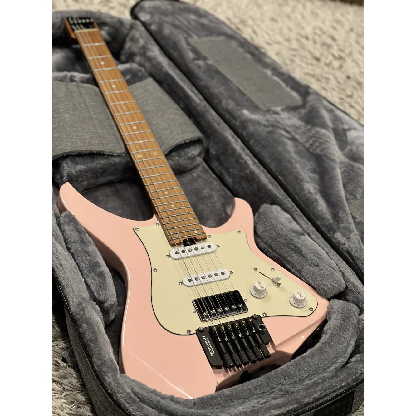 Đàn Guitar Điện Aguda Music Boy Pro HSS, Maple Fingerboard, Shell Pink