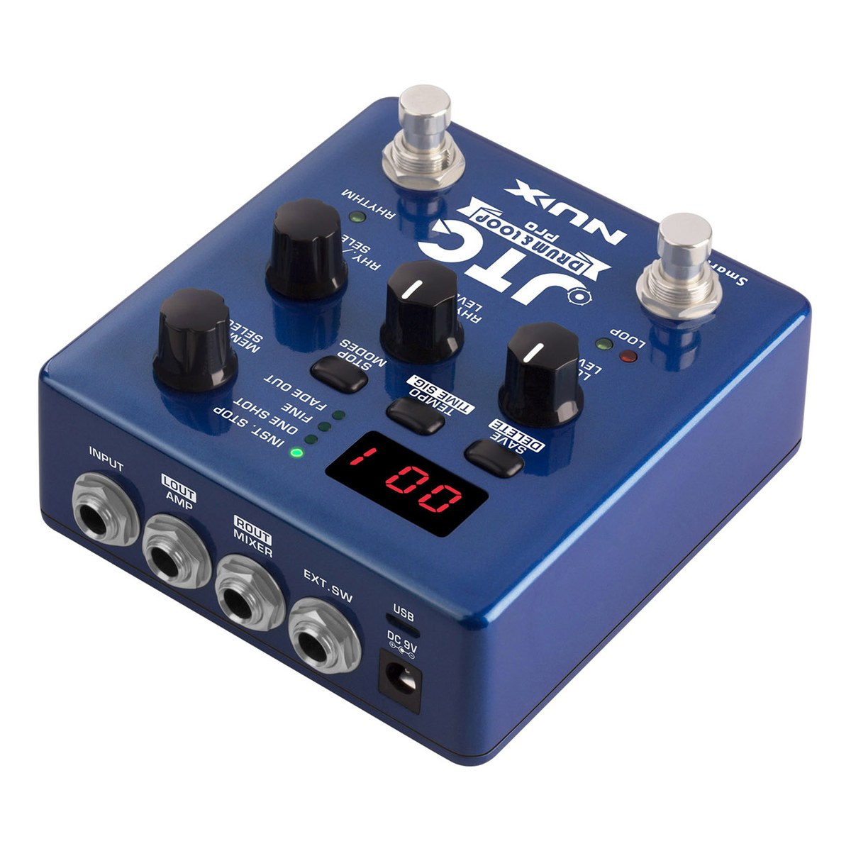 Pedal Trống Kiêm Looper NUX JTC Drum & Loop Pro NDL-5 – Góc nhìn JTC Pro từ phía cụm jack