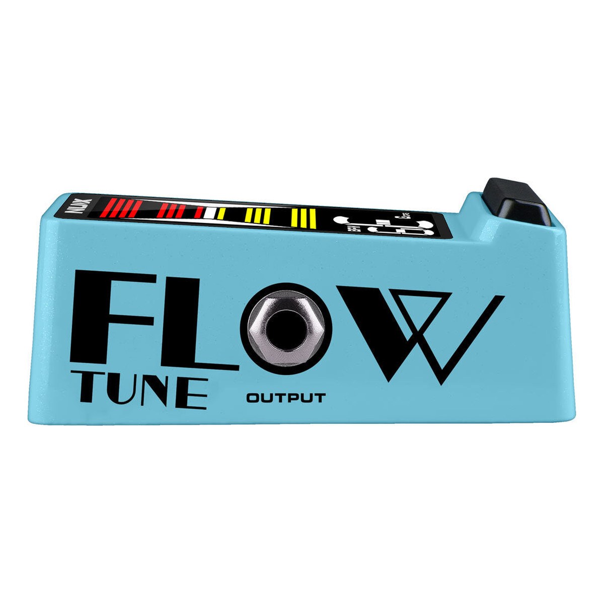 Pedal Tuner NUX Flow Tune MKII NTU-3 màu Blue – Cạnh có jack OUTPUT và logo FLOW TUNE (màu Blue)