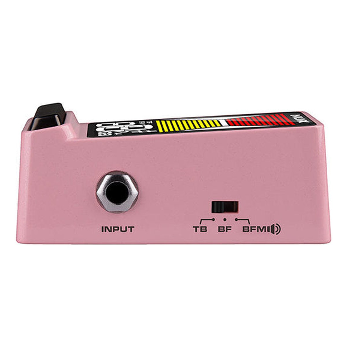 Pedal Tuner NUX Flow Tune MKII NTU-3 màu Pink – Cạnh có jack INPUT và công tắc gạt TB / BF / BFM (màu Pink)