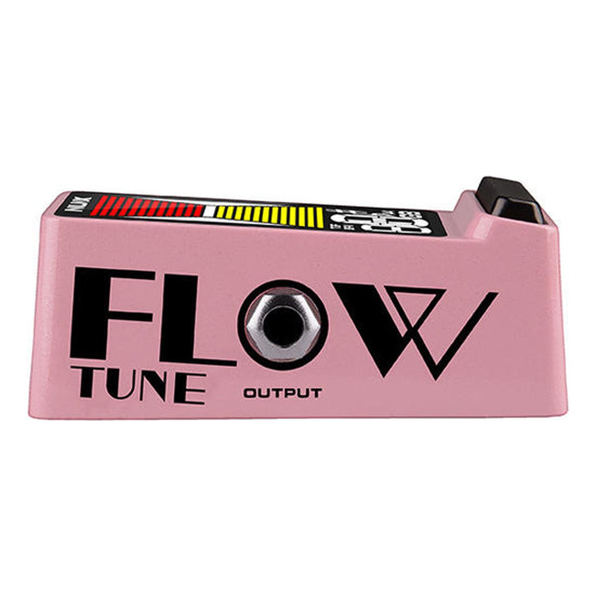 Pedal Tuner NUX Flow Tune MKII NTU-3 màu Pink – Cạnh có jack OUTPUT và logo FLOW TUNE (màu Pink)