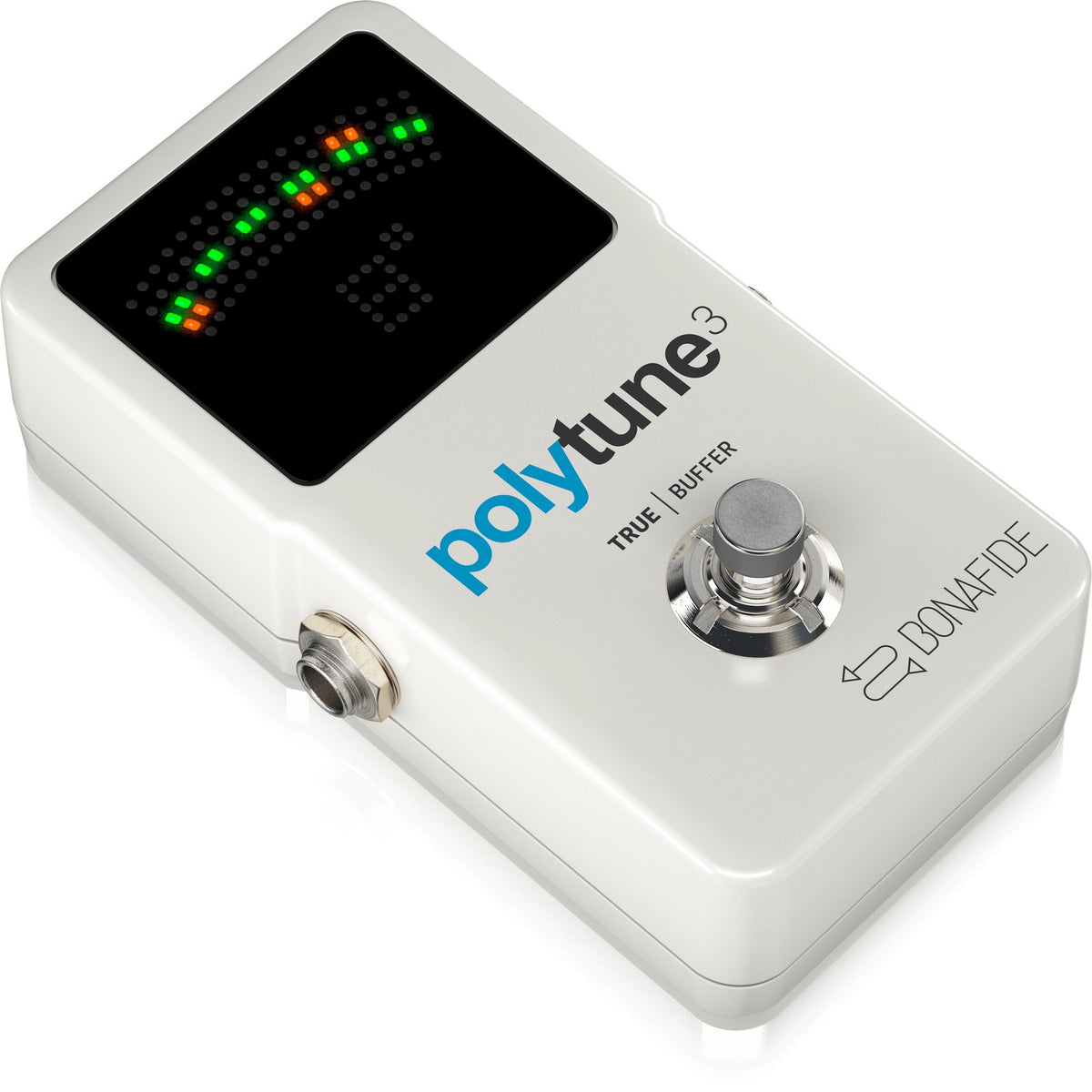 Pedal Tuner TC Electronic PolyTune 3 – góc nghiêng bên trái nhìn rõ màn hình LED