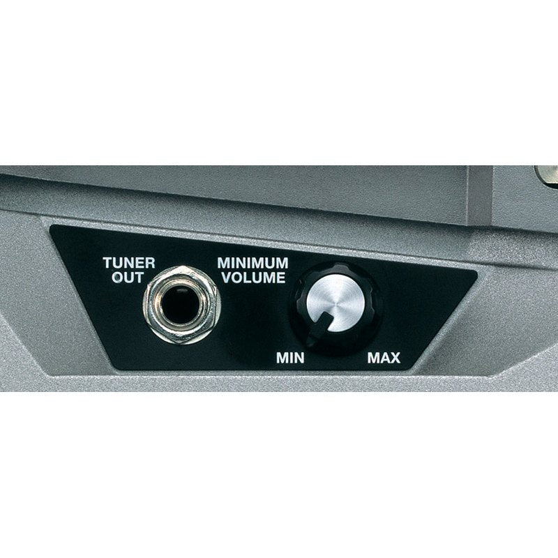 Pedal Volume BOSS FV-500H Trở Kháng Cao – cận cảnh jack TUNER OUT và núm chỉnh âm lượng tối thiểu MIN–MAX
