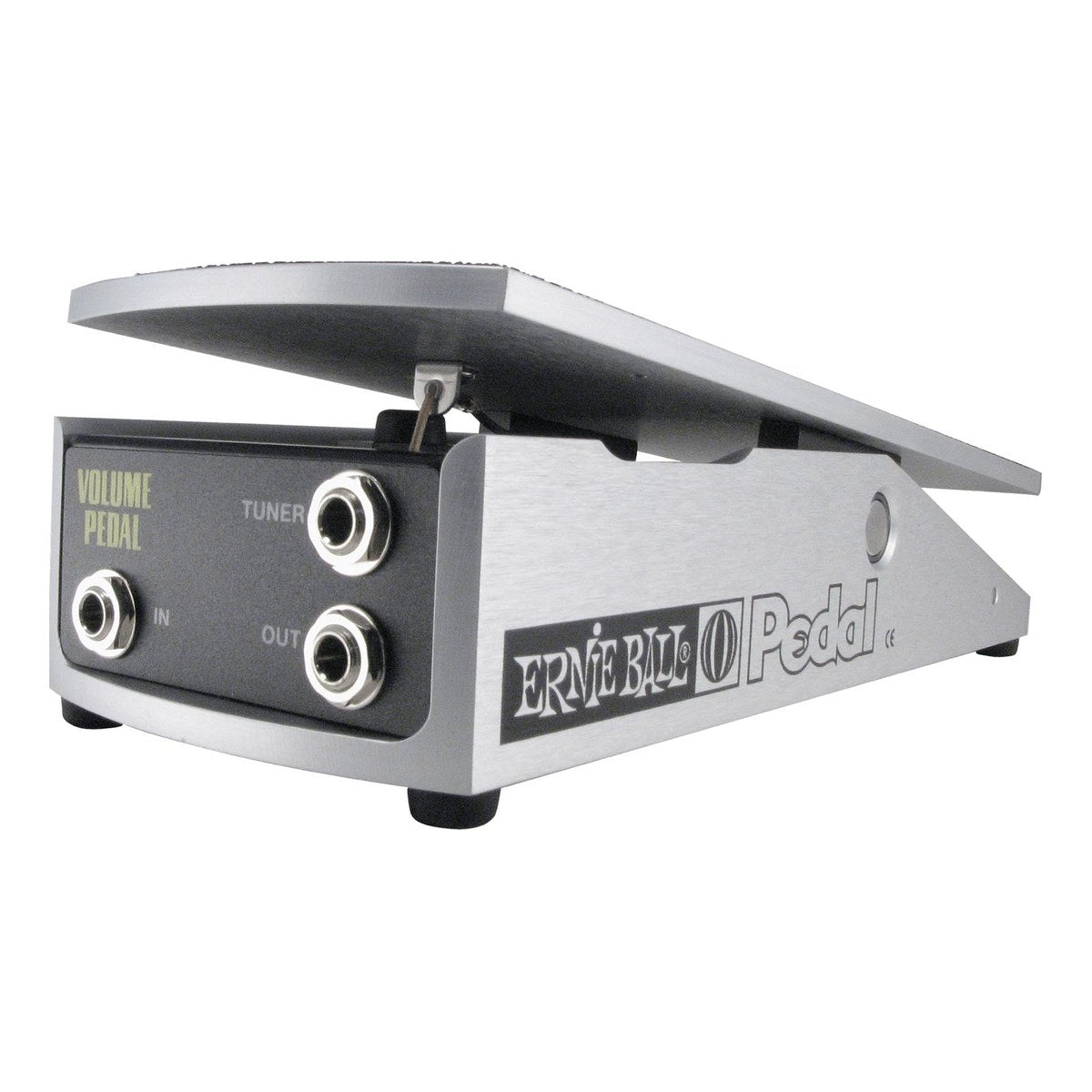 Pedal Volume Ernie Ball 6166 Mono 250K – góc nghiêng trái với jack IN, OUT, TUNER ở mặt trước