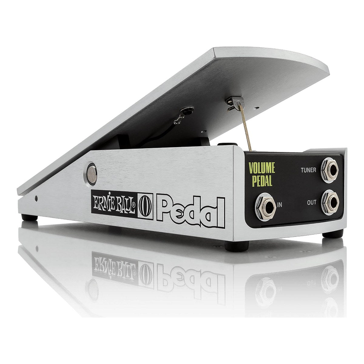 Pedal Volume Ernie Ball 6166 Mono 250K – góc nghiêng phải, bàn đạp nhôm và logo Ernie Ball Pedal