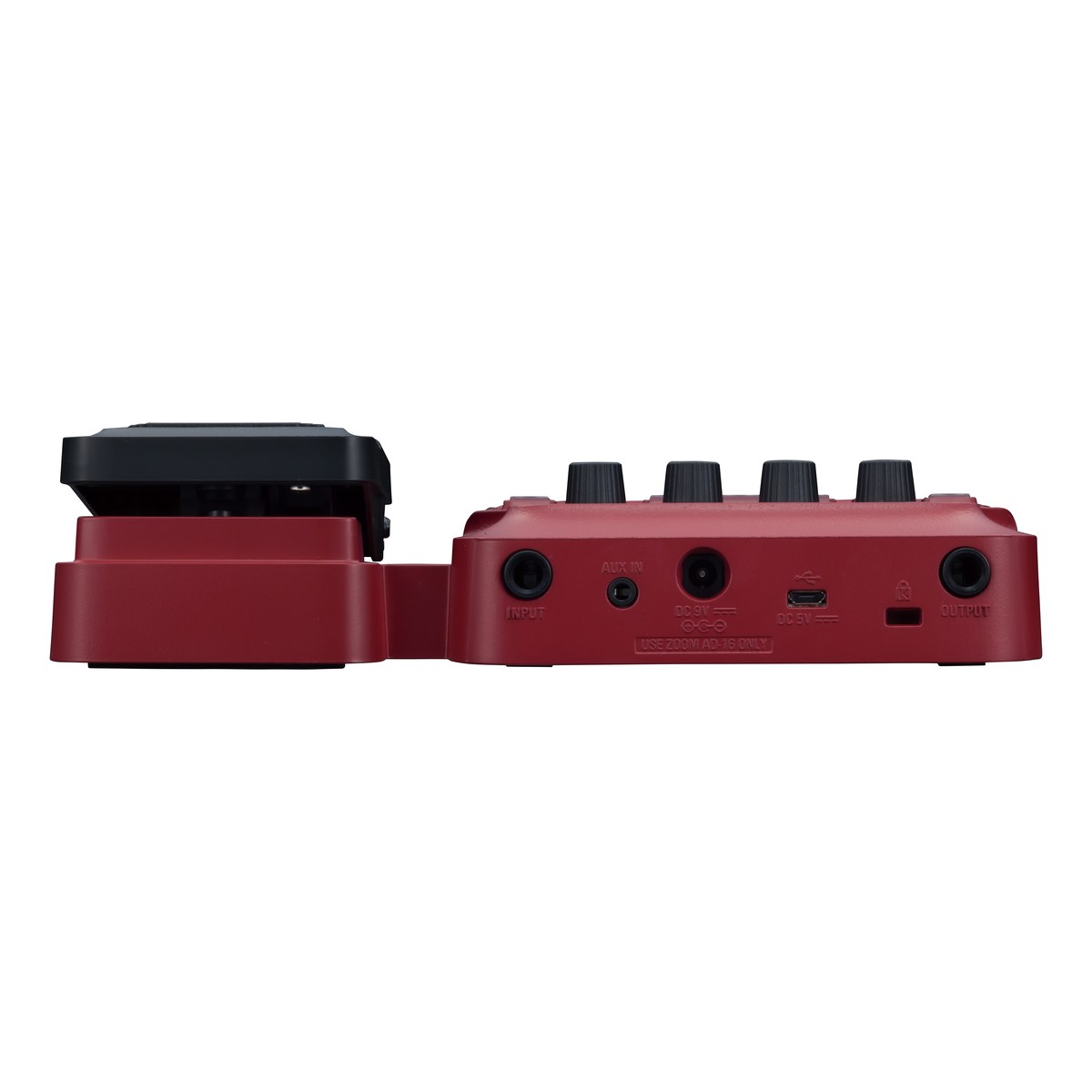 Phơ Bass Zoom B1X FOUR – mặt sau: INPUT, AUX IN, DC 9V, USB, OUTPUT